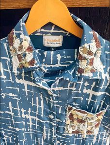 Stylish Blue Printed Kurta Set