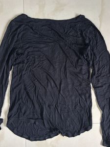 Black Long Sleeve Scoop Neck Top
