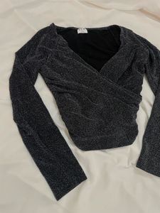 Sparkly Ruched Wrap Top