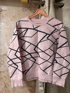 Pink Geometric Print Sweatshirt, Bust-36