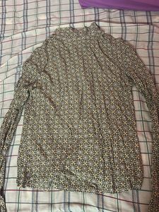 Flowy Geometric Print Long Sleeve Formal Top