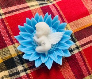 2 pcsAngel Figurine on Blue Flower