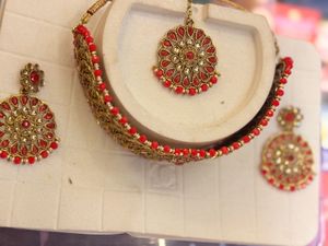 Red &amp; Gold Bridal Choker Set