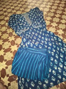 Indigo Block Print Kurta Set