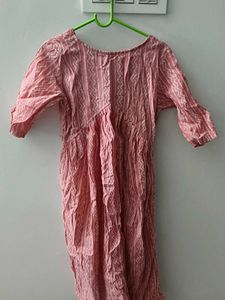 Peach Printed Kurta Dress