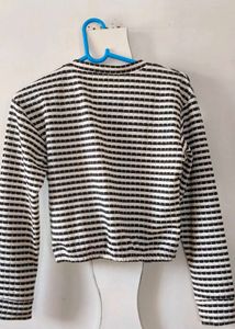 Striped Long Sleeve Cropped Top