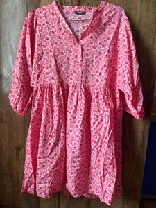 Pink Floral Print Summer Dress
