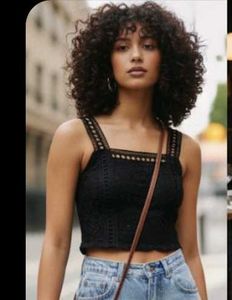 Black Lace Crop Tank Top