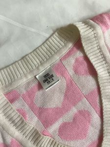 SSS - Pink Heart Print Sweater Vest