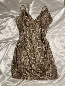 Snake Print Mini Slip Dress