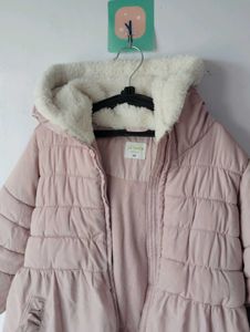 Pink Puffer Coat with Sherpa Hood