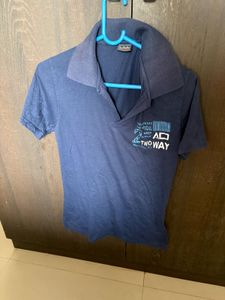 Vintage Blue Graphic Polo Shirt