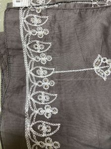Embroidered Grey Scarf