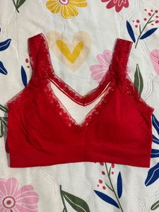 Red Lace Trim Bralette