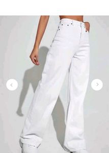 white High Waisted Wide Leg Jeans