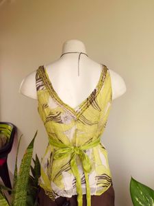 100% Silk Floral Tie Top