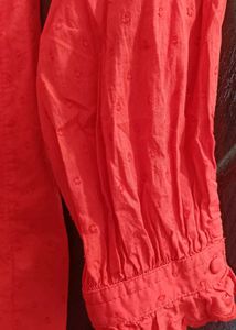 Chic Red Button-Up Blouse