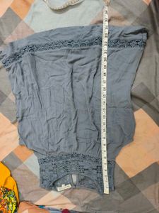 Grey Lace Trim Sleeveless Top