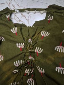 Olive Green Embroidered Kurta