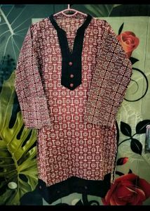 Maroon Printed Kurta