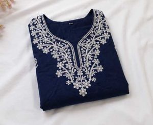 Navy Blue Embroidered Kurta