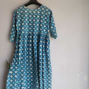 Blue cotton maternity kurta