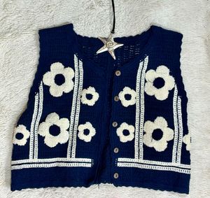 Vintage Floral Knit Vest