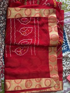 Beautiful Red Bandhani Saree