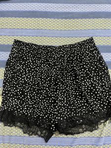 Black Polka Dot Shorts with Lace Trim