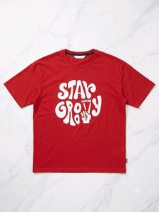 Red "Stay Groovy" Graphic Tee