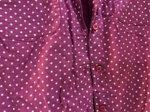 Chic Purple Polka Dot Button-Up Shirt