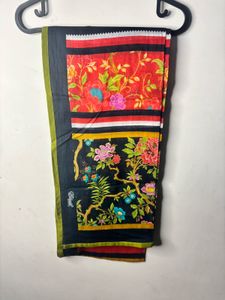 Dark Blue Floral Embroidered Kurta with dupatta