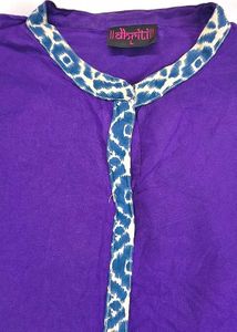 Vibrant Purple Kurta with Indian Print Accents