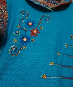 Embroidered Blue Knit Sweater