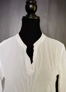 White Crinkle Tunic Top
