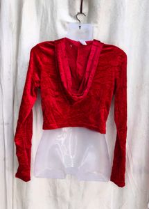 Red Velvet Lace-Up Crop Top