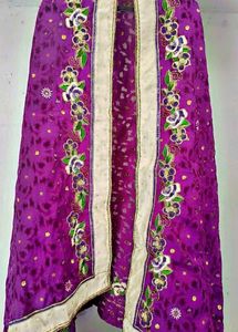 Purple Embroidered Saree