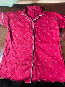 Red Floral Print Night Suit