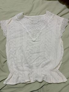 Chic White Lace Peplum Top