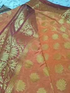 Elegant Orange Silk Saree