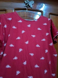 Comfortable Red Printed Nightgown