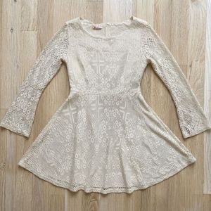 Cream Lace Fit &amp; Flare Dress