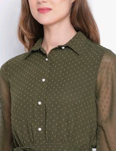 A- Line Dress With Bishop Sleeves