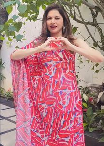 Red &amp; White One-Shoulder Maxi Dress