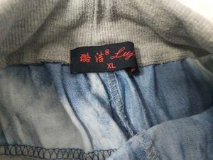 Cute Grey Shorts with Blue Denim Accents