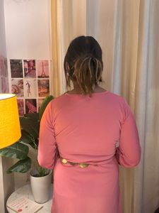 Chic Pink Long Sleeve Dress
