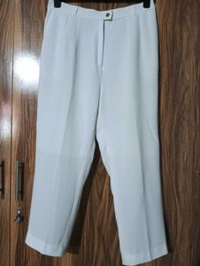 Cream Boyfriend Fit Tapered Pants