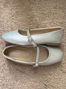 Silver Mary Jane Ballet Flats