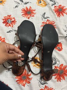 Dressberry Snake Print Strappy Sandals