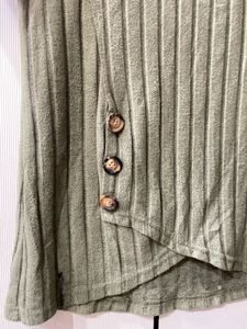 Ribbed Button Accent Top